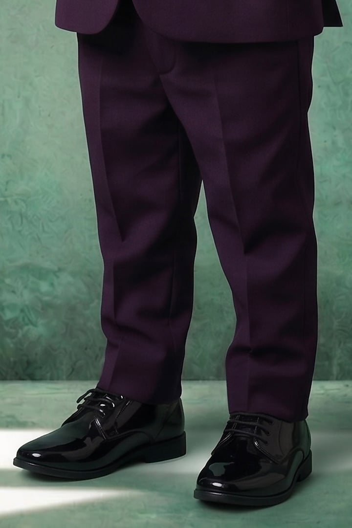 Dark Violet Japanese Twill Handwork Tuxedo Set For Boys by Abees Kids at Pernia's Pop Up Shop