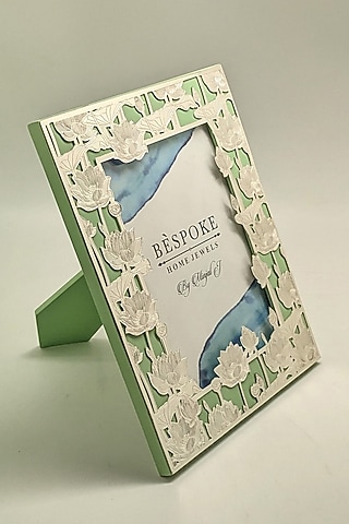 Green Wooden & Metallic Photo Frame by Bespoke Home Jewels