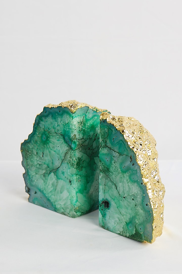 Green Agate Stone Bookends by Bespoke Home Jewels