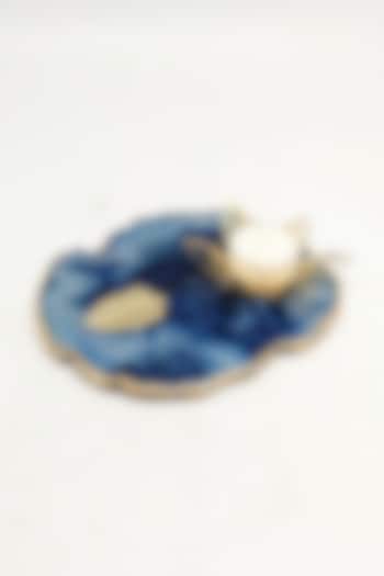 Blue Stone & Metal Lotus T-lite by Bespoke Home Jewels
