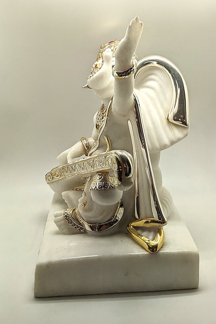 White Marble Ganesha Sculpture by Bespoke Home Jewels at Pernia's Pop Up Shop