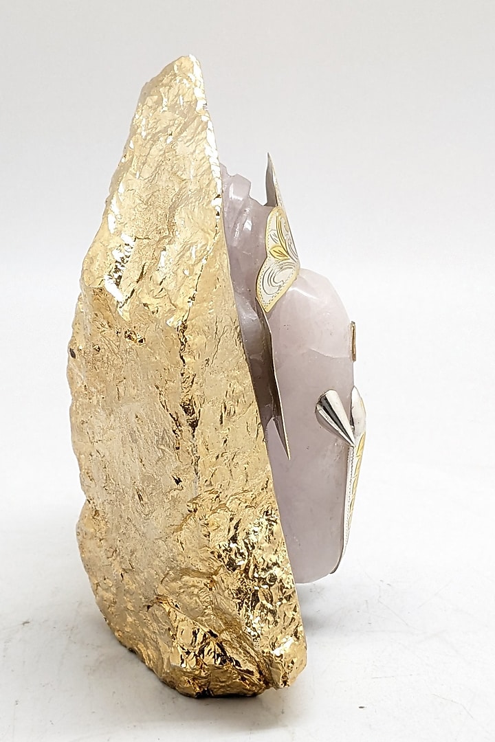 Pink Rose Quartz Abstract Lord Ganesha Sculpture by Bespoke Home Jewels at Pernia's Pop Up Shop