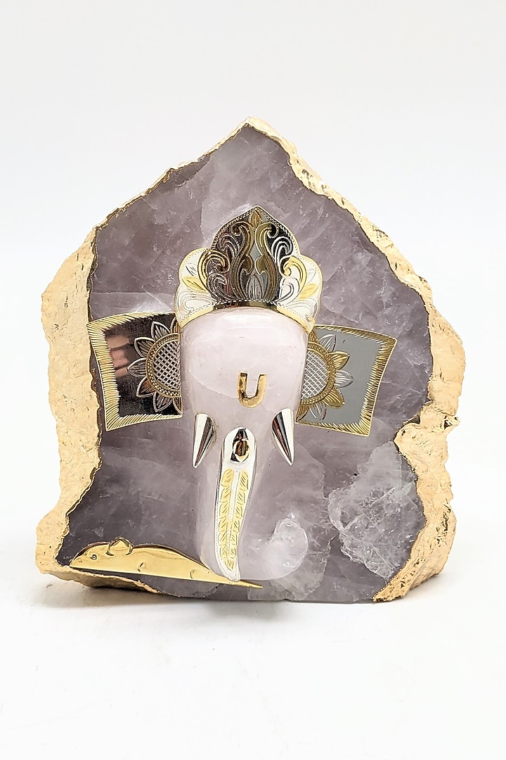 Pink Rose Quartz Abstract Lord Ganesha Sculpture by Bespoke Home Jewels at Pernia's Pop Up Shop