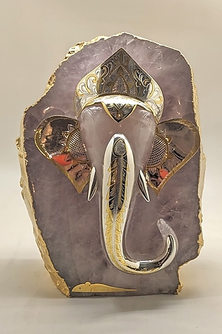 Pink Rose Quartz Abstract Lord Ganesha Sculpture by Bespoke Home Jewels
