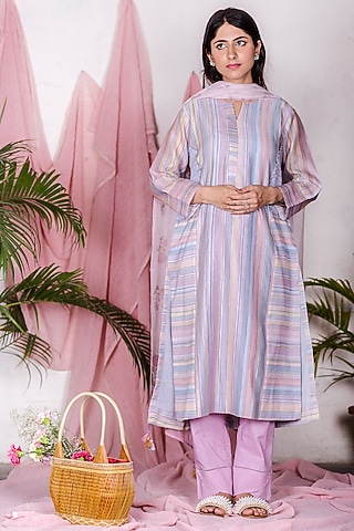 Blue Printed Kurta Set by Beige