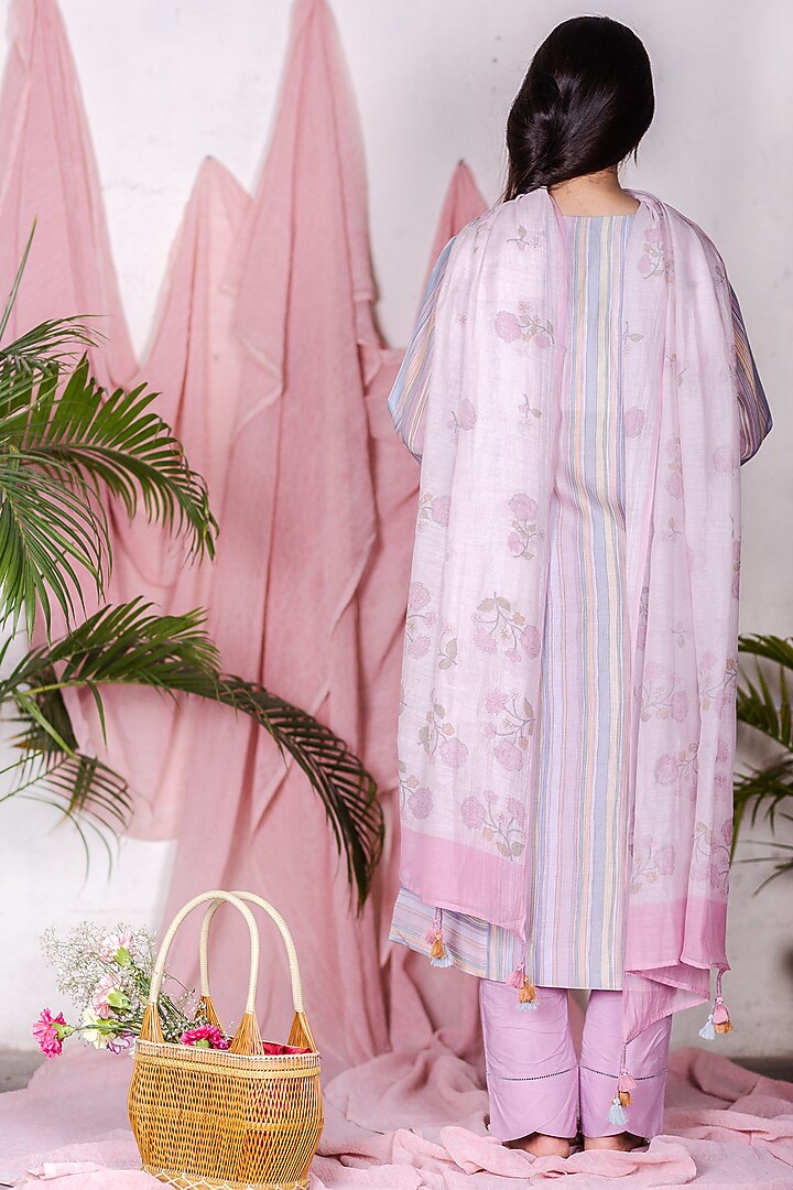 Blue Printed Kurta Set by Beige at Pernia's Pop Up Shop