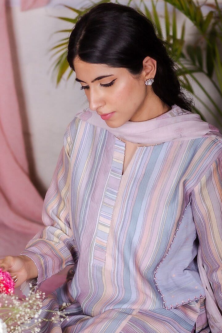 Blue Printed Kurta Set by Beige at Pernia's Pop Up Shop