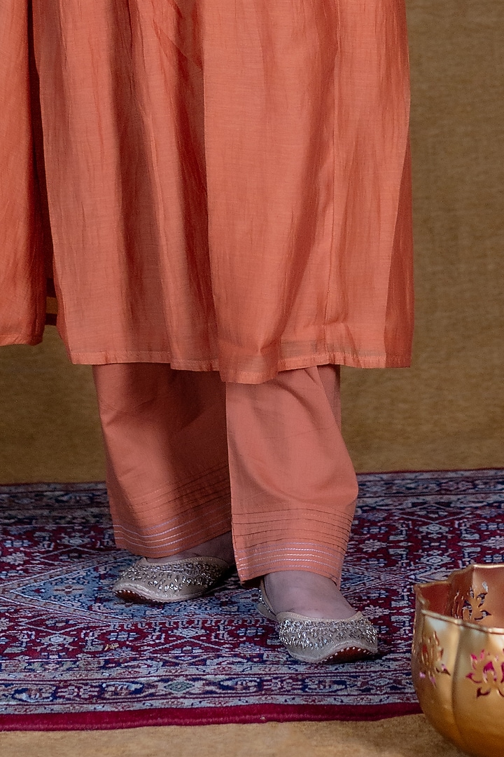 Orange Embroidered Kurta Set by Beige at Pernia's Pop Up Shop