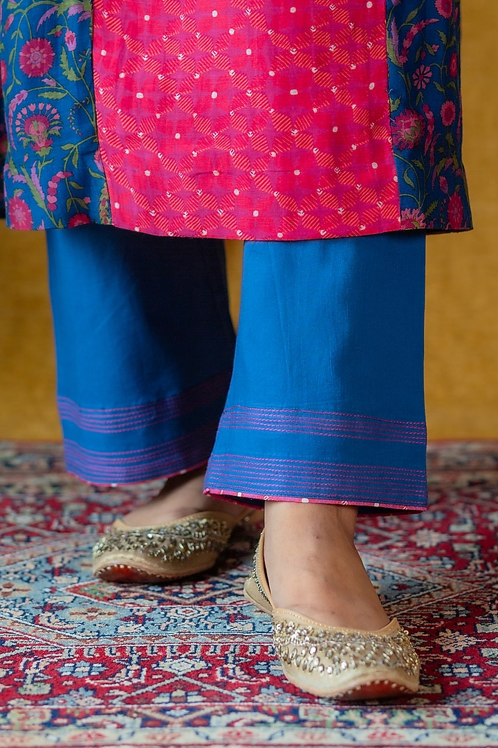 Blue & Pink Printed Kurta Set by Beige at Pernia's Pop Up Shop