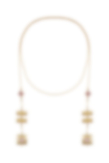 Gold Finish Pink Colored Stone Necklace by Belsi's Jewellery