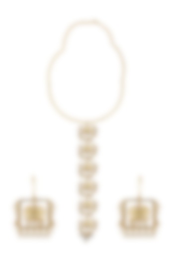 Gold Finish Pearl Long Necklace Set by Belsi's Jewellery