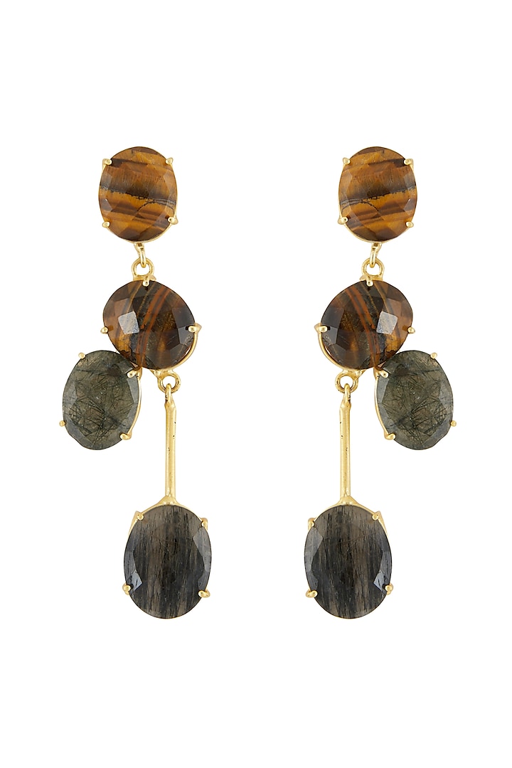 Gold Finish Stone Earrings by Belsi's Jewellery