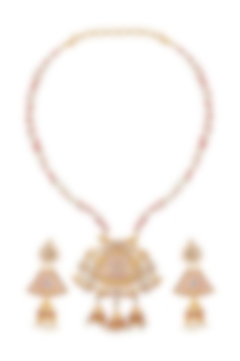 Gold Finish Enamled Kundan Necklace Set by Belsi's Jewellery