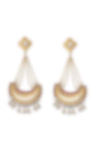 Gold Finish Red Polki Jhumka Earrings by Belsi'S Jewellery