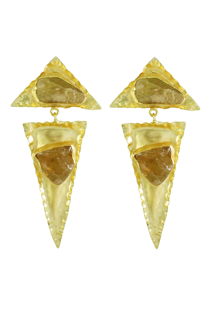 Gold Finish Geometric Stone Earrings by Belsi'S Jewellery at Pernia's Pop Up Shop