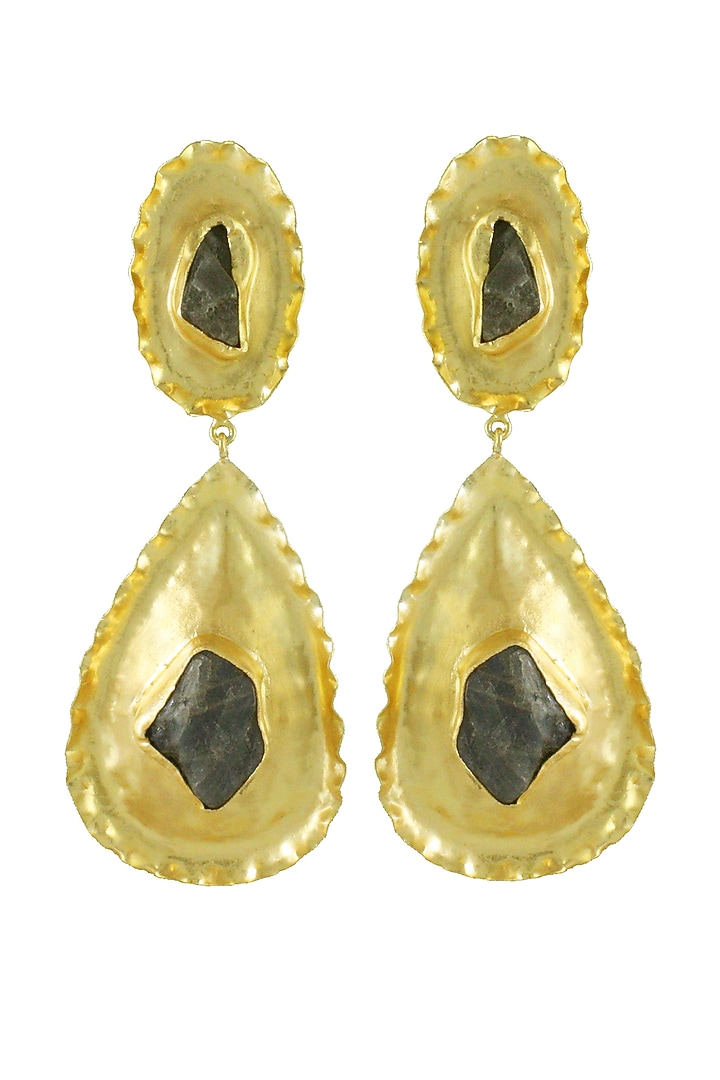 Gold Finish Stone Earrings by Belsi's Jewellery at Pernia's Pop Up Shop