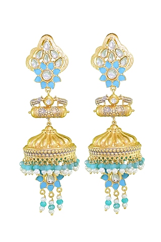 Matte Gold Finish Enamelled Earrings by Belsi's Jewellery