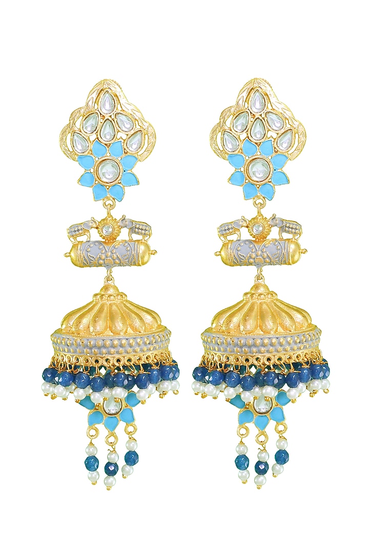 Matte Gold Finish Pearl Earrings by Belsi's Jewellery at Pernia's Pop Up Shop