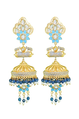 Matte Gold Finish Pearl Earrings by Belsi's Jewellery