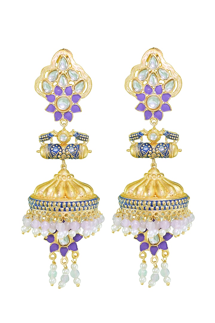 Matte Gold Finish Jhumka Earrings by Belsi's Jewellery