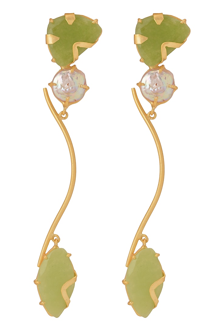 Gold Finish Baroque Pearl Earrings by Belsi'S Jewellery