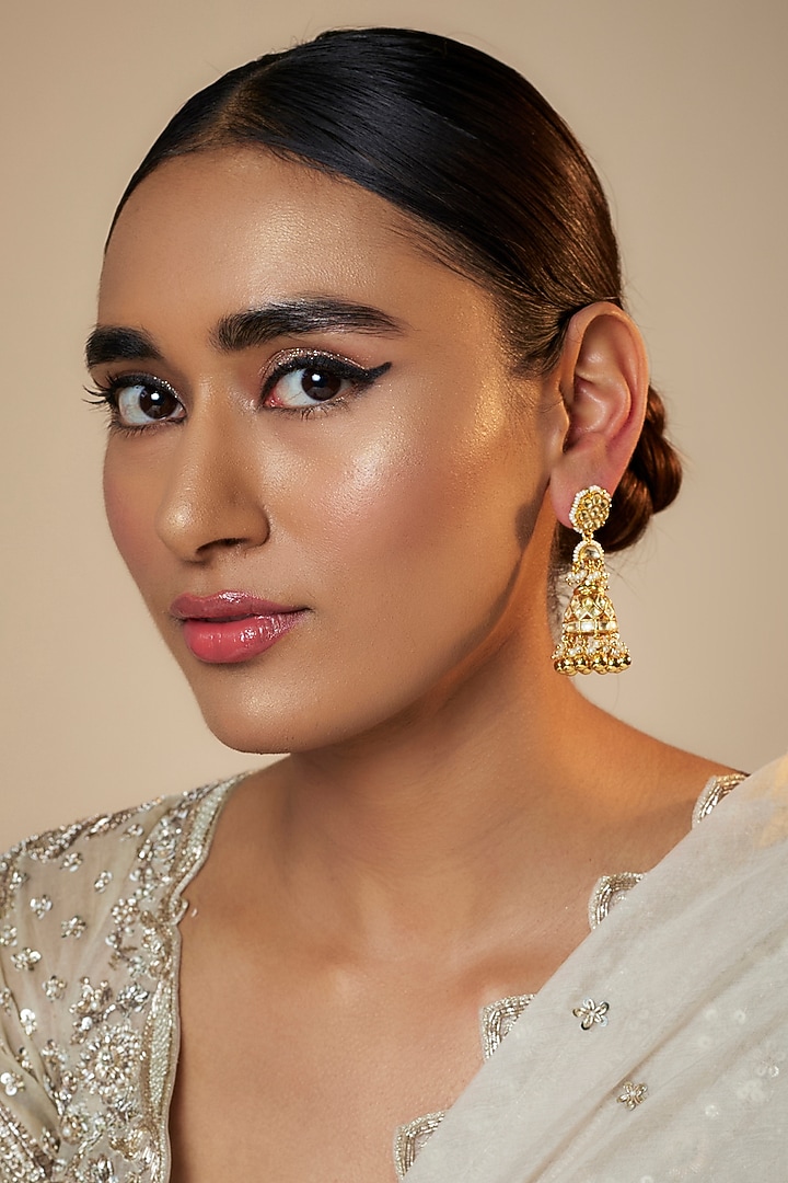 Gold Finish Kundan Polki Dangler Earrings by Belsi's Jewellery at Pernia's Pop Up Shop