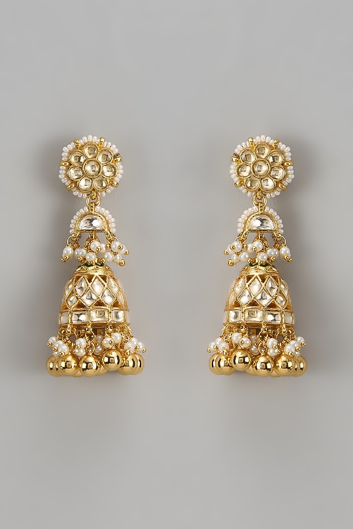 Gold Finish Kundan Polki Dangler Earrings by Belsi's Jewellery at Pernia's Pop Up Shop
