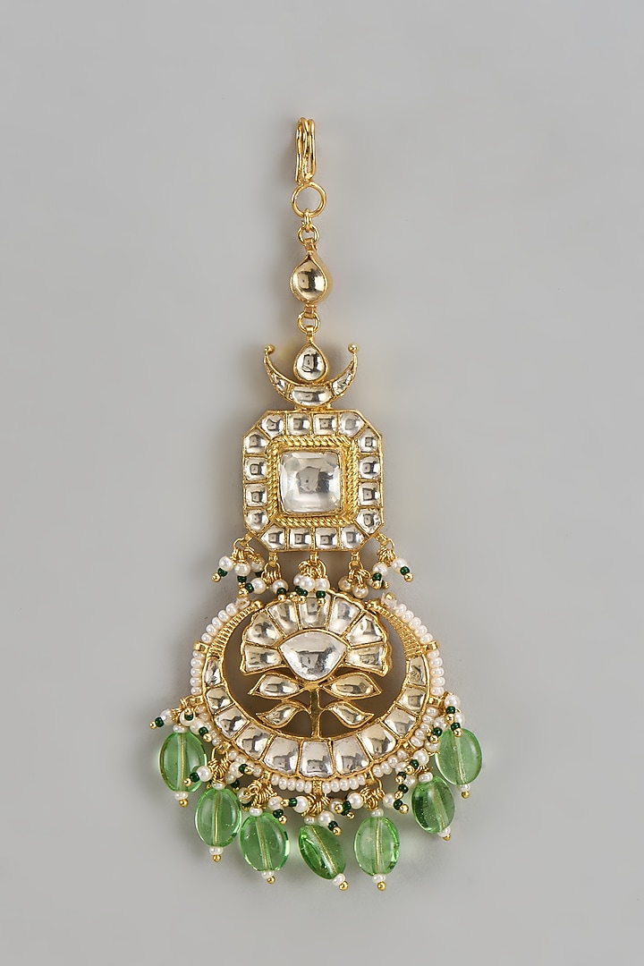 Gold Finish Kundan Polki Maangtikka by Belsi's Jewellery at Pernia's Pop Up Shop