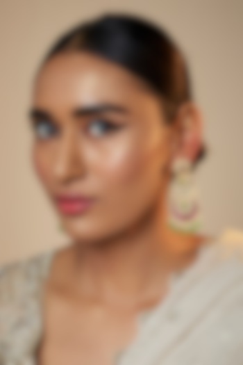 Gold Finish Kundan Polki Chandbali Earrings by Belsi's Jewellery at Pernia's Pop Up Shop