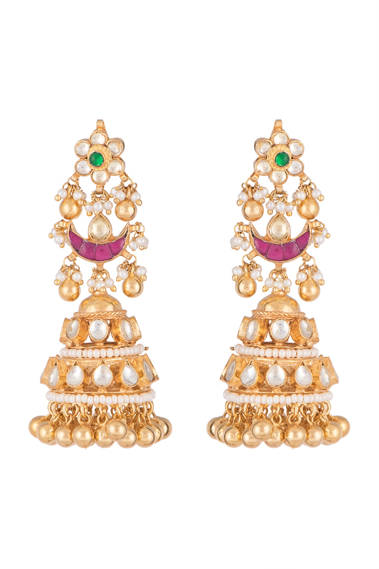 Golden Traditional Kundan Jhumka Earrings #27104 | Buy Online @  DesiClik.com, USA