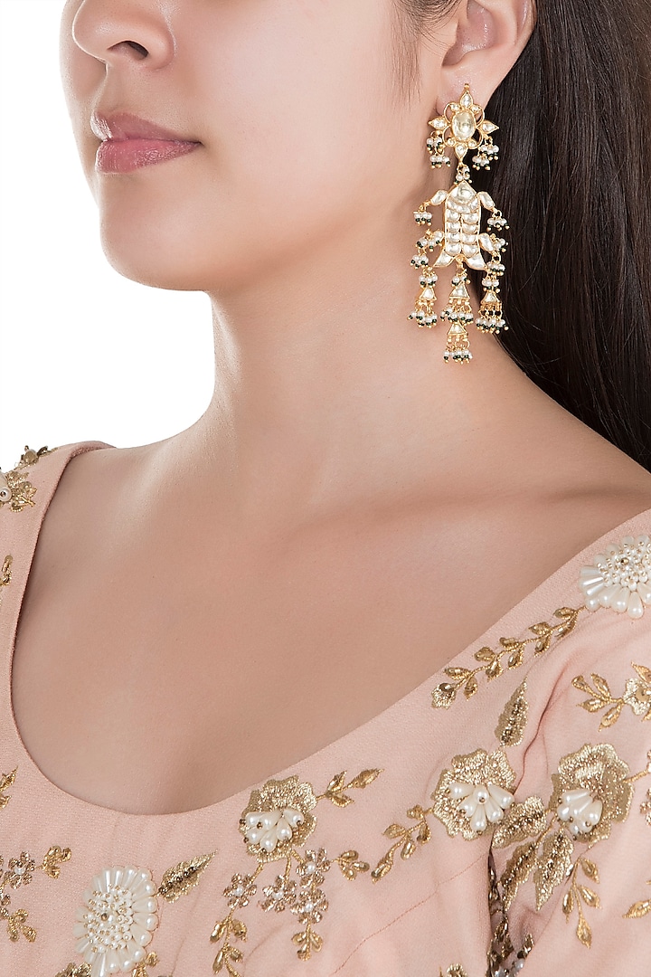 Gold Finish Kundan Fish Shaped Earrings by Belsi's Jewellery at Pernia's  Pop Up Shop
