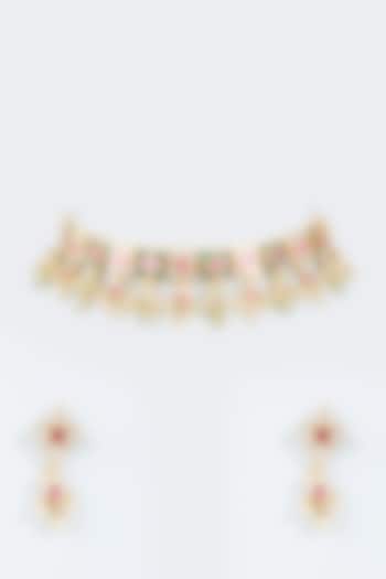 Gold Finish Choker Necklace Set by Belsi's Jewellery