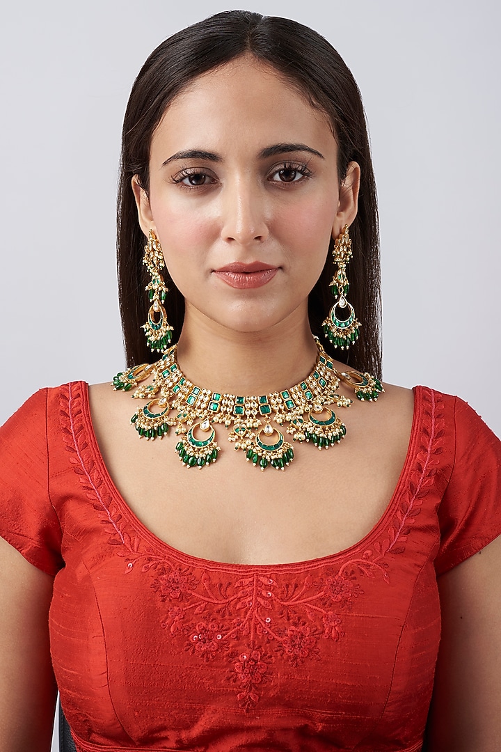 Gold Plated Beaded Bridal Necklace Set by Belsi's Jewellery at Pernia's Pop Up Shop