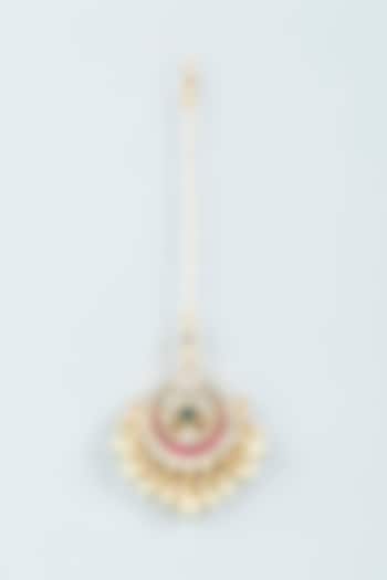 Gold Finish Pearl Maang Tikka by Belsi's Jewellery