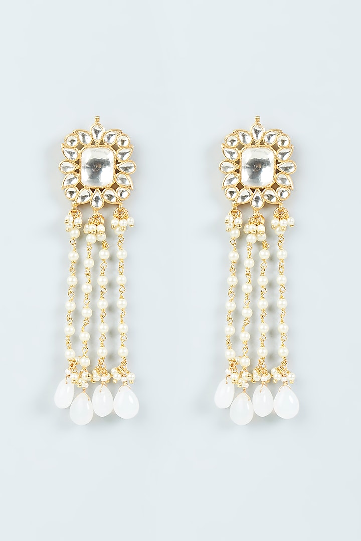 Gold Finish Kundan Earrings by Belsi's Jewellery