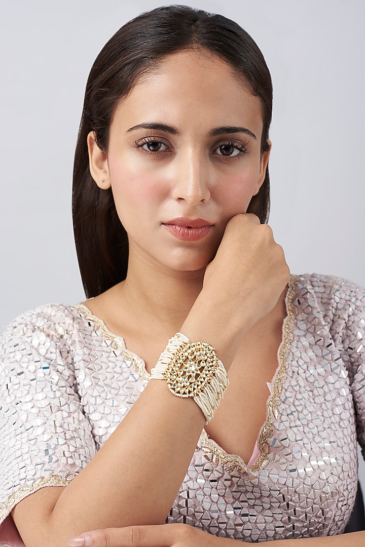 Gold Finish Bracelet With Pearl Strings by Belsi's Jewellery at Pernia's Pop Up Shop