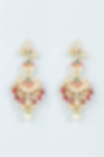 Gold Finish Kundan Polki Dangler Earrings by Belsi's Jewellery