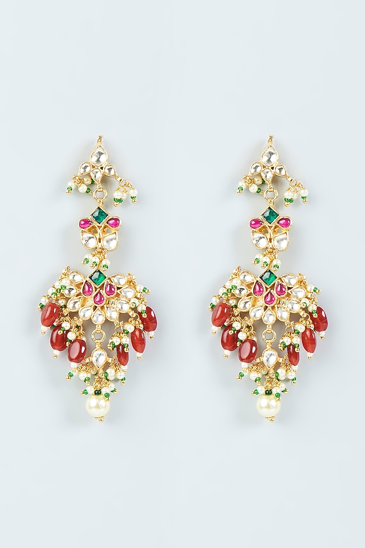 Gold Finish Kundan Polki Dangler Earrings by Belsi's Jewellery at Pernia's Pop Up Shop
