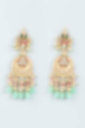 Gold Finish Beaded Dangler Earrings by Belsi's Jewellery