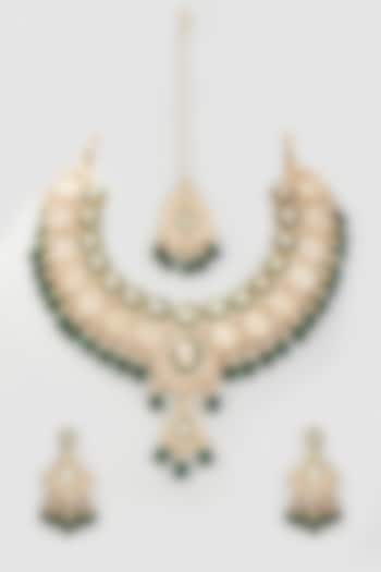 Gold Finish Kundan Polki Necklace Set by Belsi's Jewellery