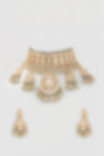 Gold Finish Kundan Polki & Beads Necklace Set by Belsi's Jewellery