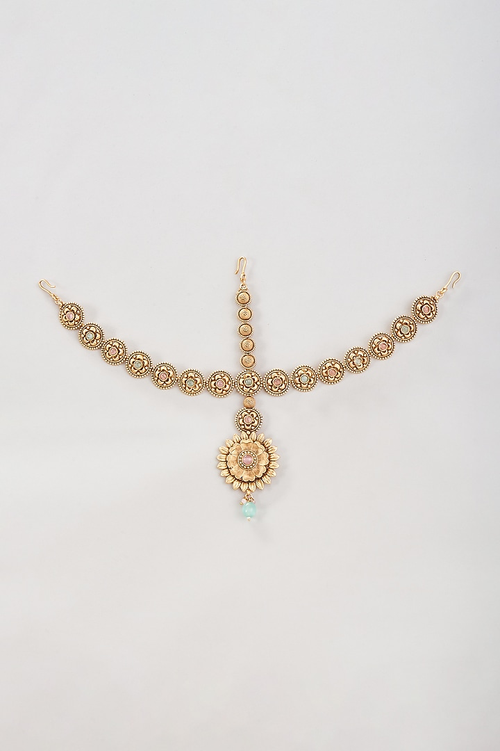 Gold Finish Enameled Layered Long Necklace Set by Belsi's Jewellery at Pernia's Pop Up Shop