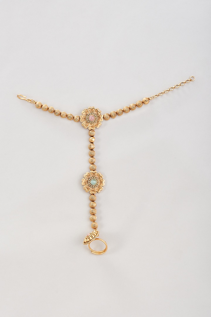 Gold Finish Enameled Layered Long Necklace Set by Belsi's Jewellery at Pernia's Pop Up Shop