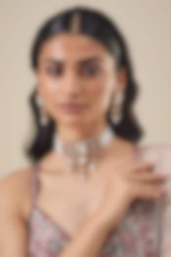 Gold Finish Kundan Polki & Pearl Choker Necklace Set by Belsi's Jewellery at Pernia's Pop Up Shop