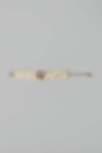 Gold Finish Kundan Polki & Pearl Adjustable Bracelet by Belsi's Jewellery at Pernia's Pop Up Shop