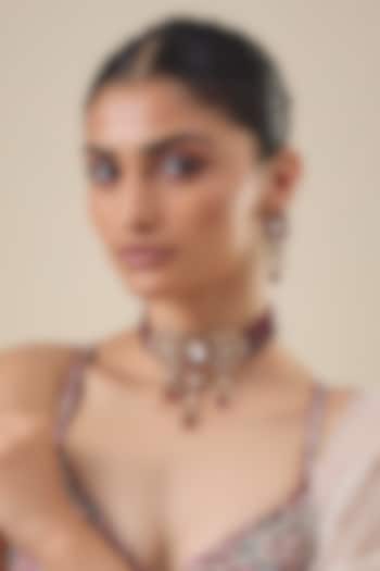Gold Finish Kundan Polki & Mother Of Pearl Choker Necklace Set by Belsi's Jewellery at Pernia's Pop Up Shop