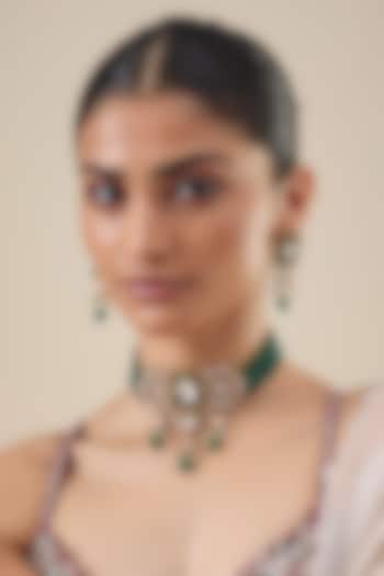 Gold Finish Kundan Polki & Mother Of Pearl Choker Necklace Set by Belsi's Jewellery at Pernia's Pop Up Shop