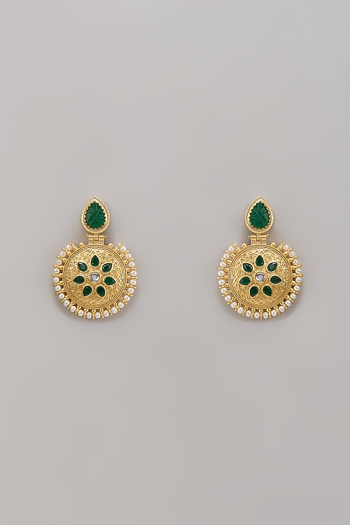 Gold Finish Kundan Polki Chandbali Earrings by Belsi's Jewellery at Pernia's Pop Up Shop