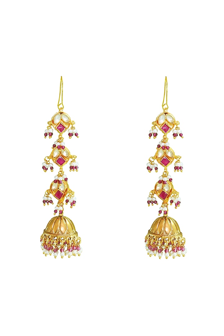 Gold Finish Handcrafted Dangler Earrings by Belsi'S Jewellery at Pernia's Pop Up Shop