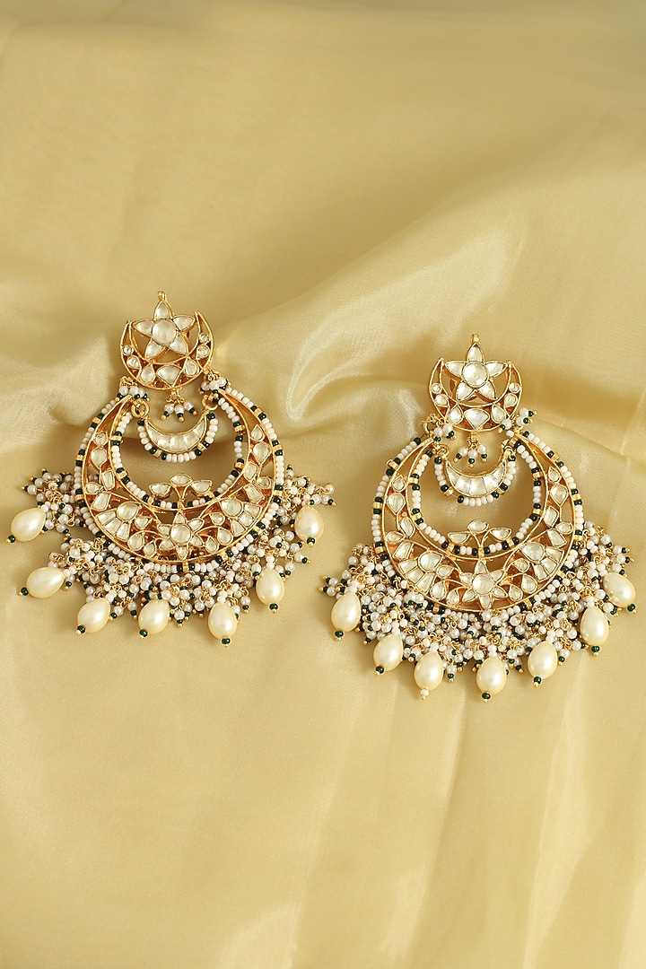 Gold Finish Handcrafted Chandbali Earrings by Belsi'S Jewellery at Pernia's Pop Up Shop